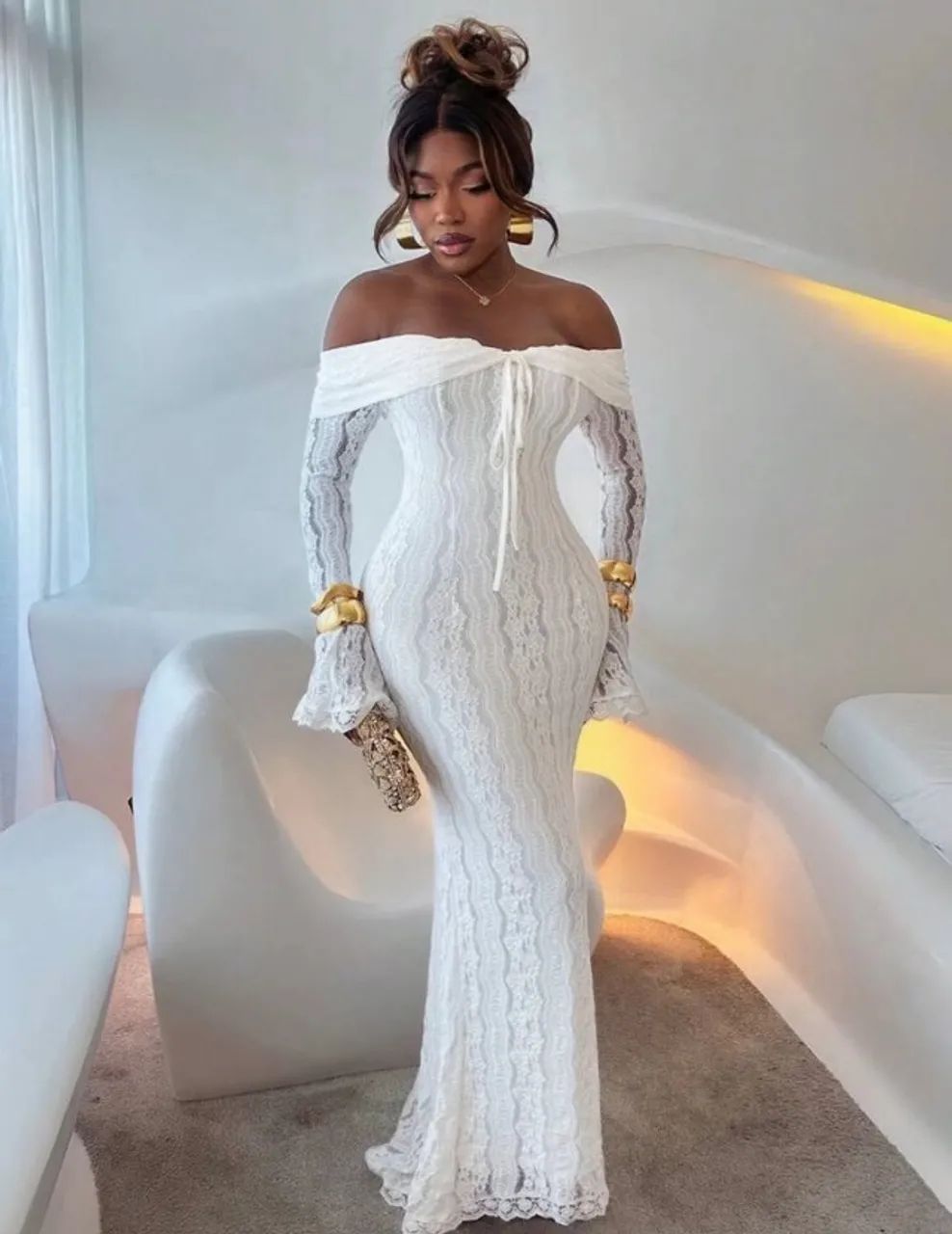 Vestido longo sereia Branco 