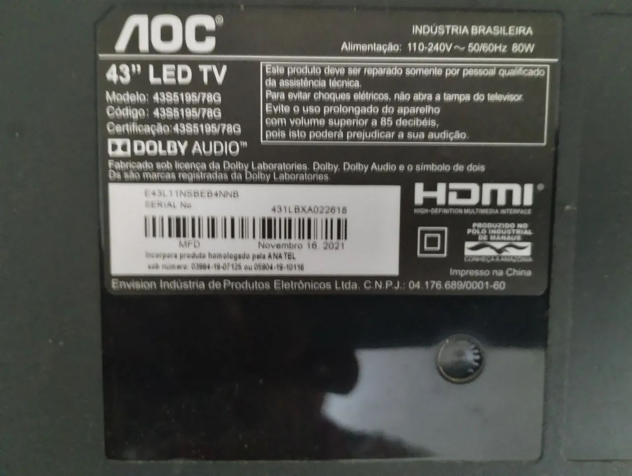 Smartv AOC 43 com defeito  - Foto 4
