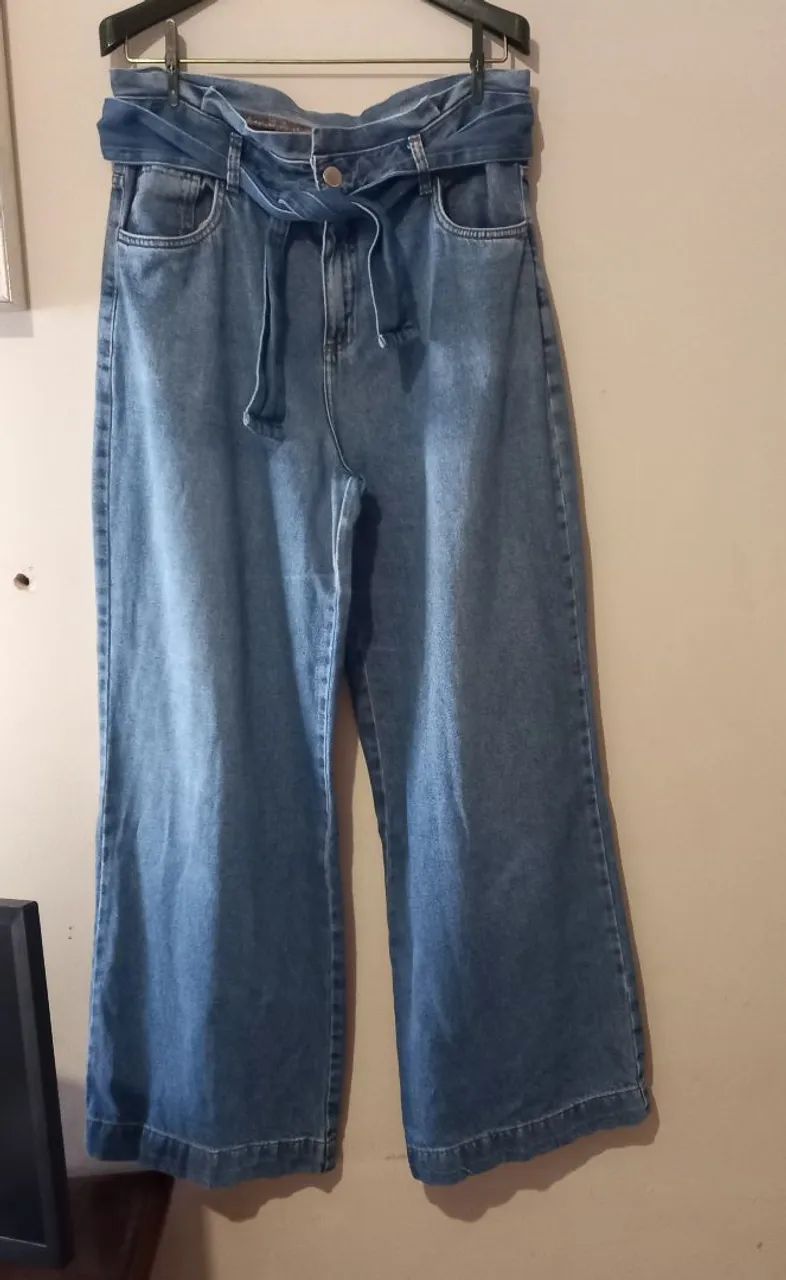 Calça pantalona jeans 44 - Foto 2