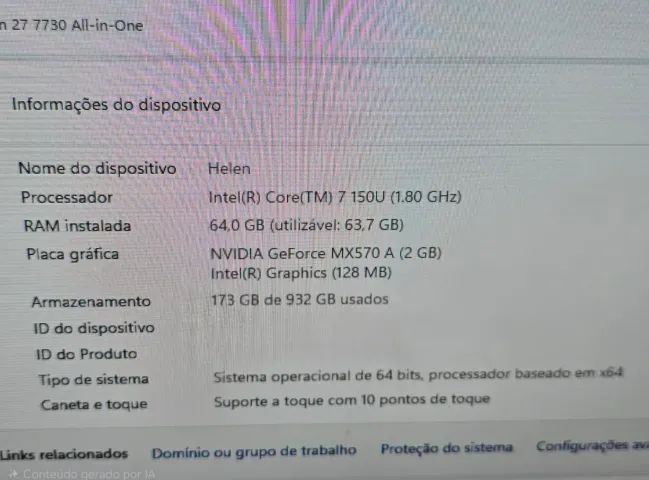 Dell Inspiron 27 7730 All-in-One Touch Screen - Workstation Premium com 64GB RAM - Foto 3