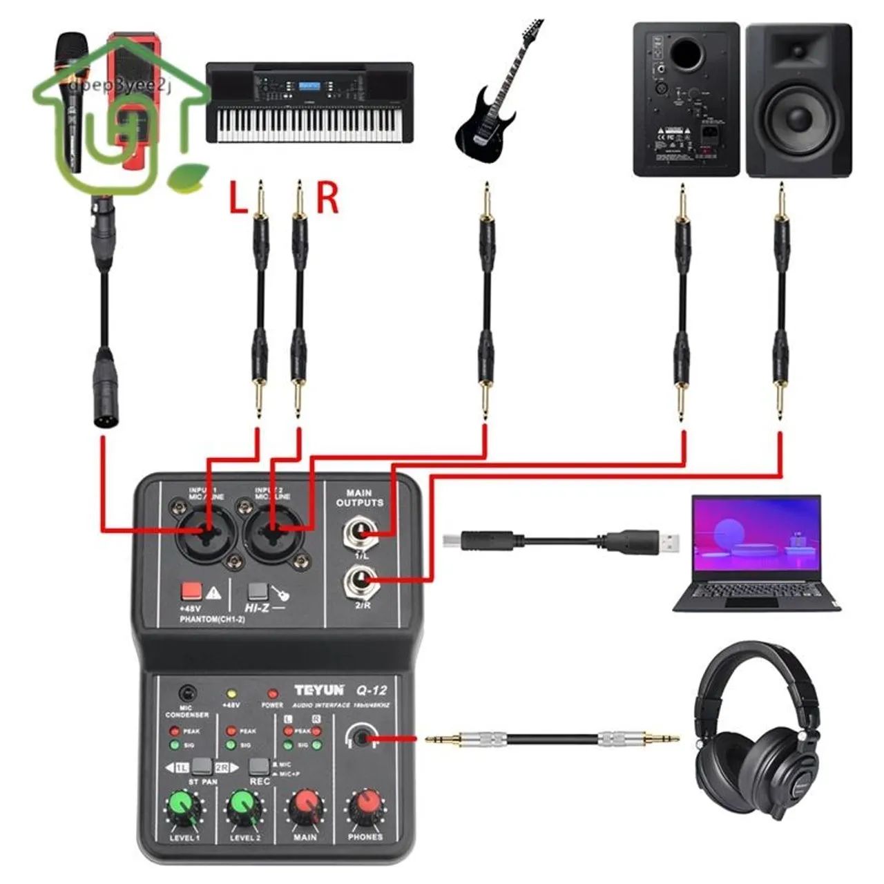 Interface de audio USB Teyun Q-12 promoção - Foto 2