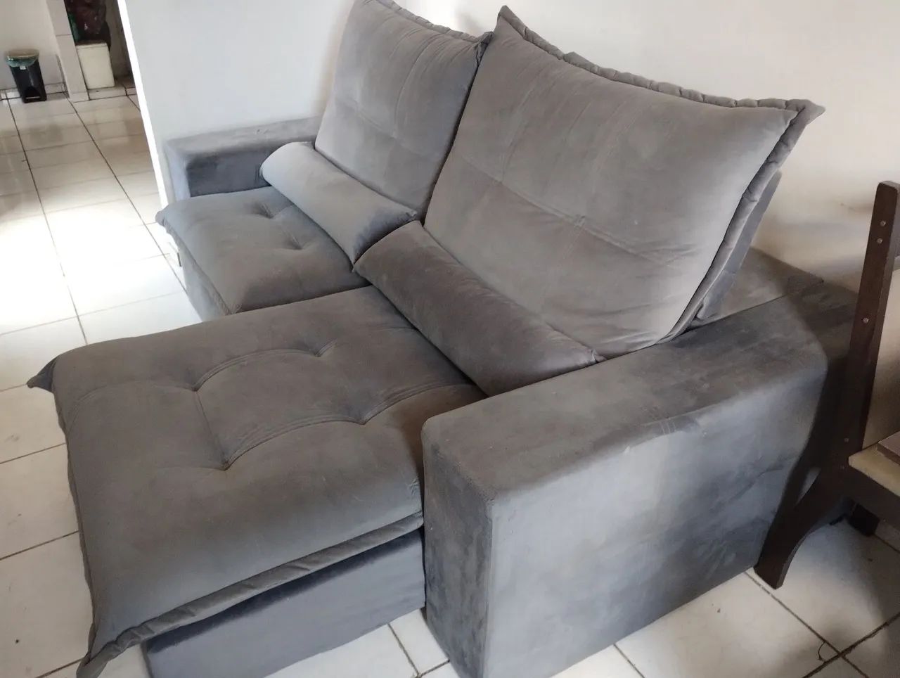 Sofá-cama retrátil, tecido Suede, 6 inclinações - Foto 4