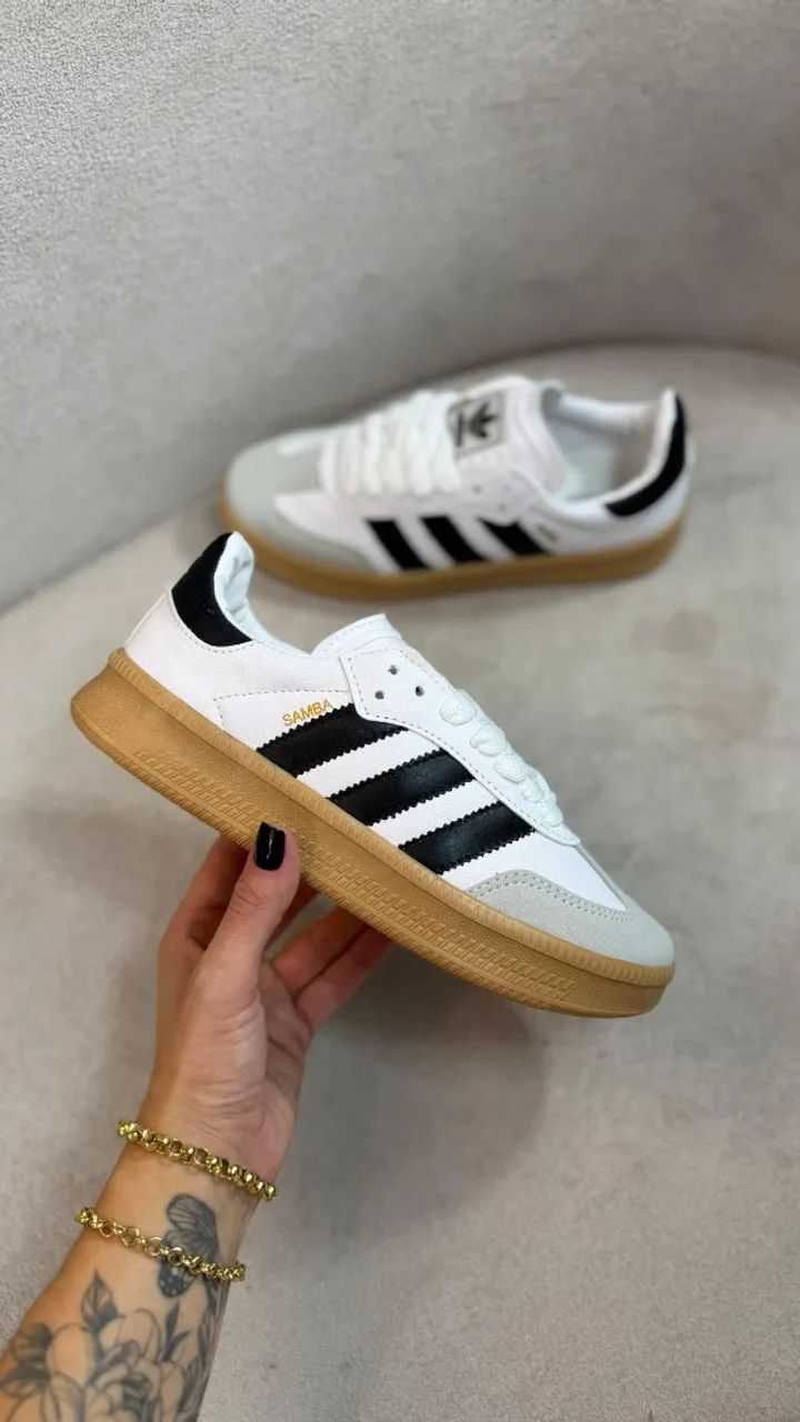 Tênis Adidas Samba Premium 02 cadarços Cor: Branco Unissex Disponível 34 ao 43 (Foto Real)