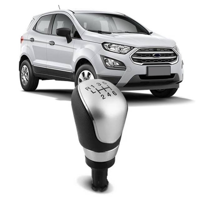 Manopla Bola Câmbio Ford Ecosport 2013 à 2018 / New Fiesta / Novo Ka - Preta e Prata