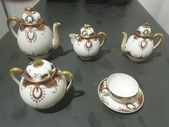 Jogo Chá E Xícaras 200ml Borboletas 15pç Porcelana Wolff