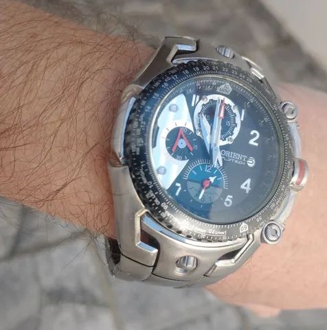 Relógio orient chronograph online flytech titanium