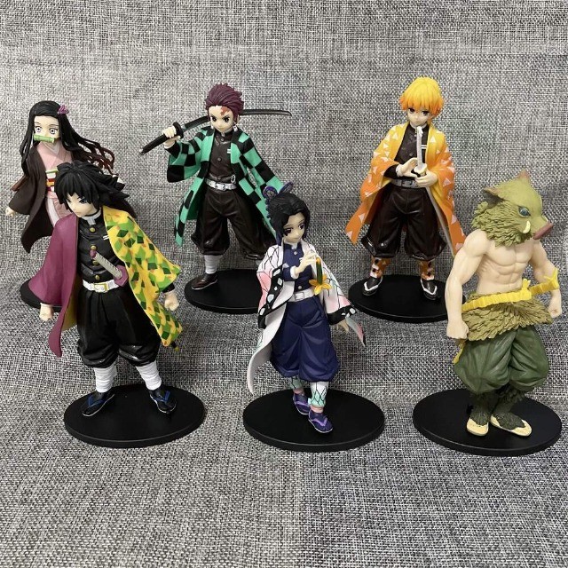 Coleção 6 Action Figure - Demon Slayer Bonecos Kimetsu no Yaiba