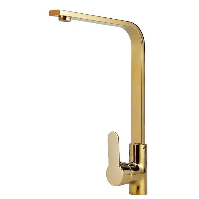 NOVA | Torneira Monocomando Cozinha Metal Reta Dourada - Fazemos Entrega
