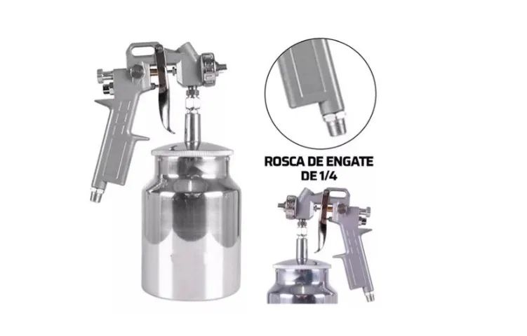 Pistola De Pintura Profissional de Alta Pressão 1000ml com Bicos 1.2, 1.5 E 1.8mm - Foto 5