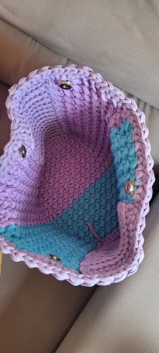 Bolsa de croche em fio de malha  - Foto 3