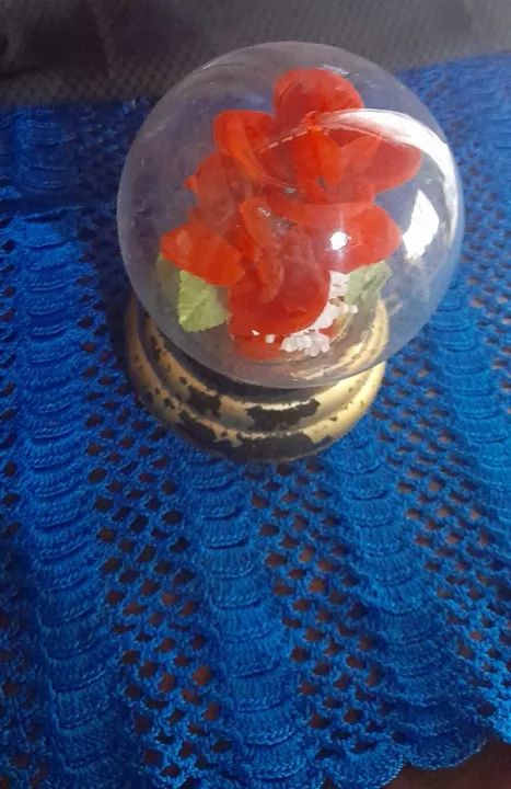 Antigo globo de vidro com flor - Foto 4
