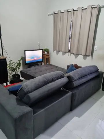 Sofa retrátil cinza - Foto 2