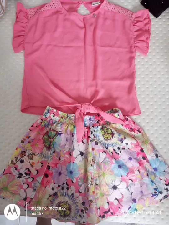 Conjunto de Roupa Infantil Menina - Blusa e Saia - Foto 2