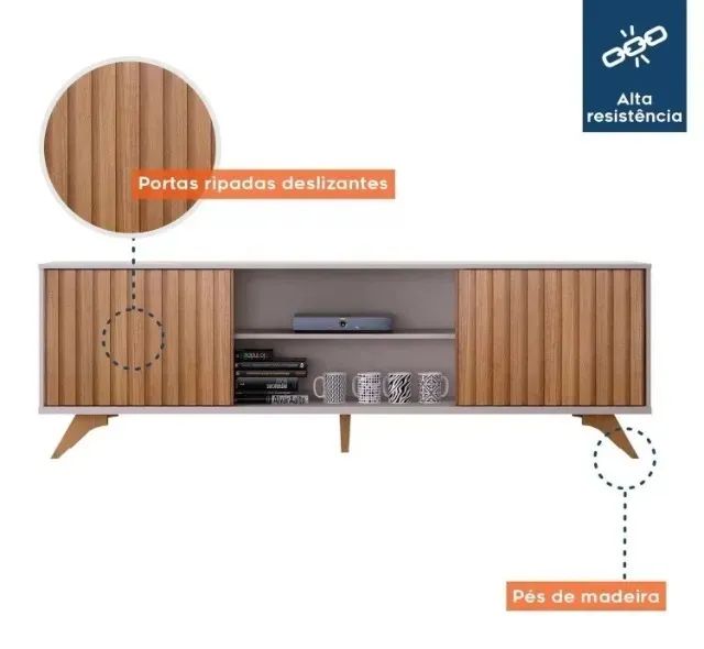 Rack Bancada Pé Retrô P/TVs Até 65 Polegadas 2.0M. São Produtos Novos Direto da Fábrica! - Foto 3