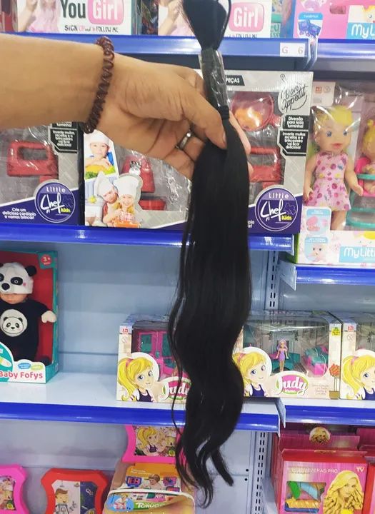 Cabelo Humano 50cm 50g Castanho Escuro, Liso Leve Ondulado Indiano - Foto 3