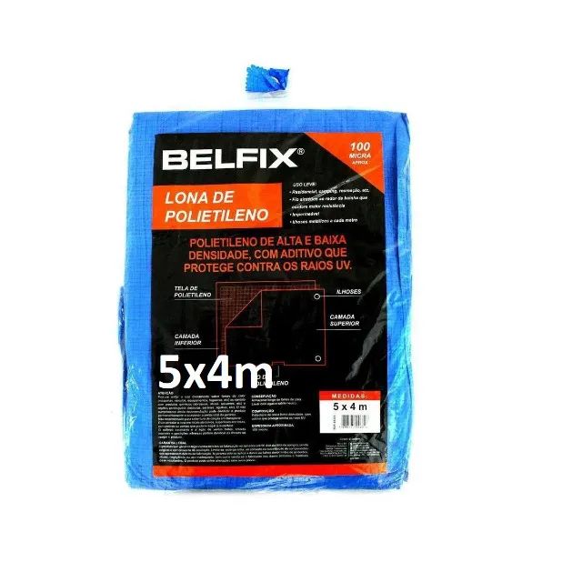 Lona De Polietileno Belfix 100 Micra C/ilhos 5x4m 68200