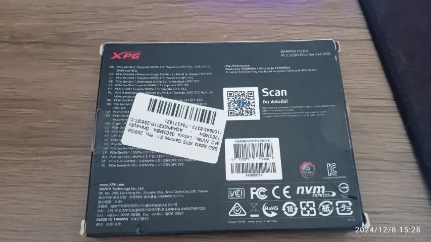 SSD Adata XPG Gammix S11 Pro, 256GB, M.2 NVMe, Leitura 3500MB/s, Gravação 1200MB/s - Foto 2