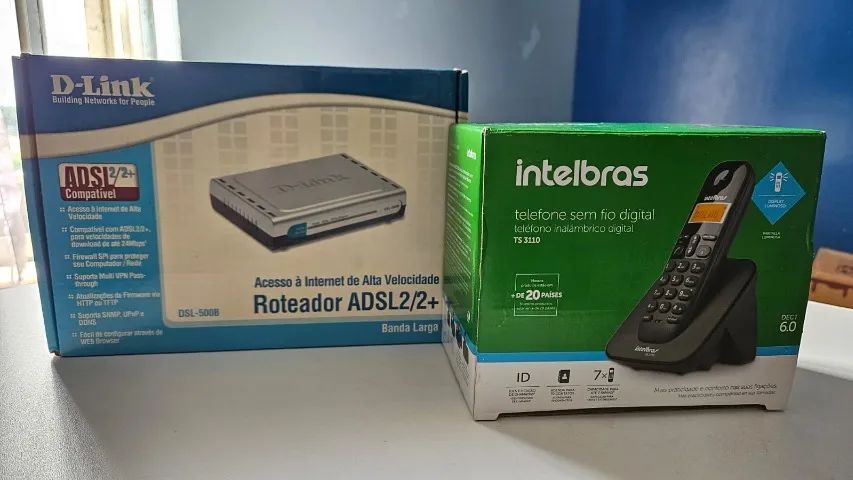 Roteador D-Link ADSL + Telefone sem fio Intelbras