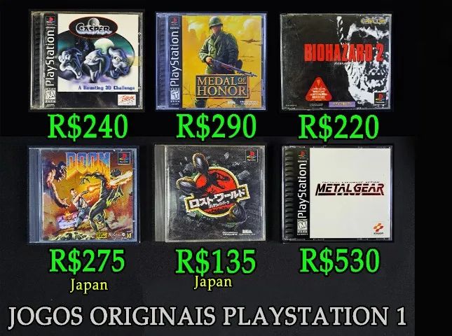 Jogos Playstation 1 Originais. PS1. Crash Team Racing, Metal Gear, Driver 2, Casper, Doom.