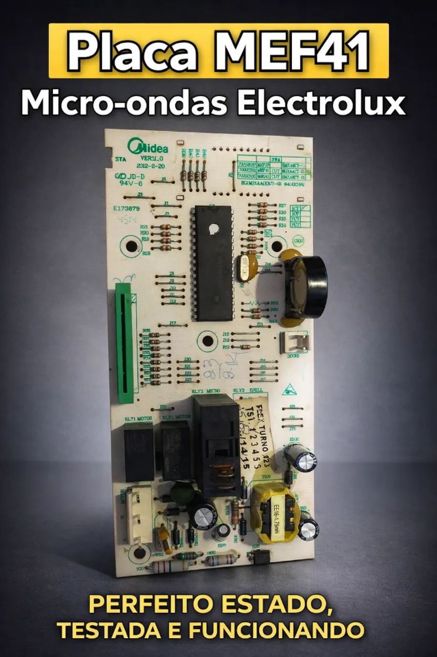 Placa eletrônica MEF41 para micro-ondas Electrolux, 100% funcional e em perfeito estado.