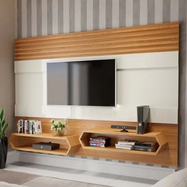 Painel Mônica PA22 Off White/Freijó - Dalla Costa Pronta Entrega