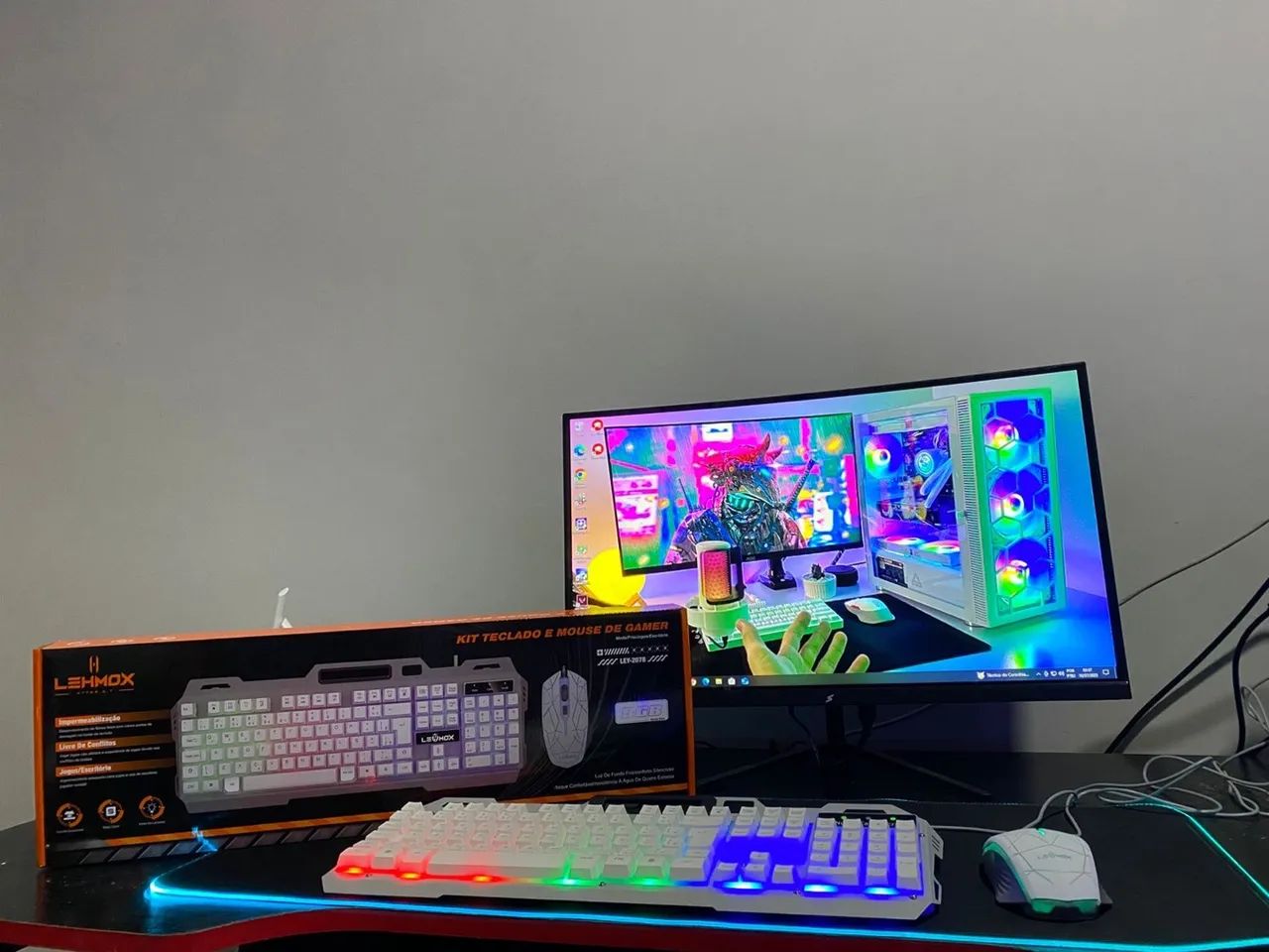 Kit Teclado e Mouse Gamer Branco - Foto 5