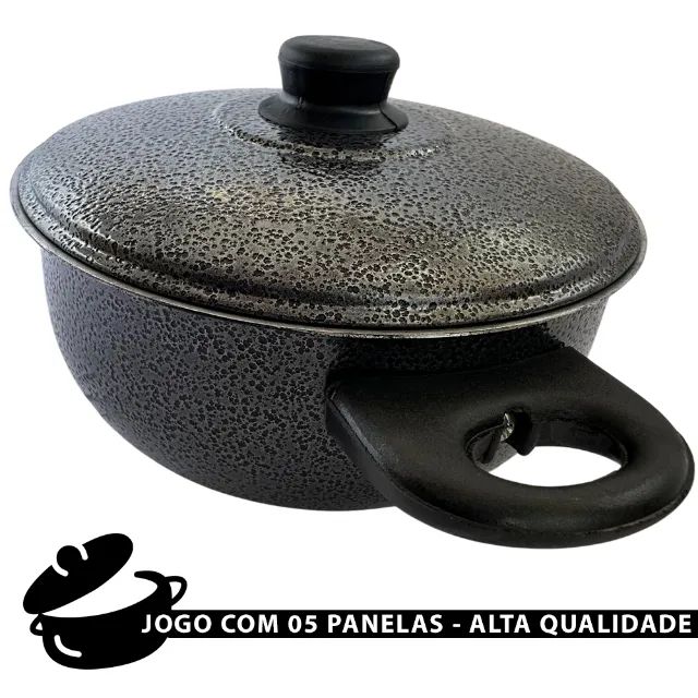 Conjunto de jogo de Panelas 5 peças Alumínio Resistente - Preto - Foto 6