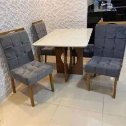 Mesa de Jantar 120×80 Cinamono/Preto com 4 Cadeiras Capri tt43 - Foto 3