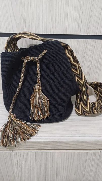 Bolsa Wayuu de ombro com alça colorida - Foto 3