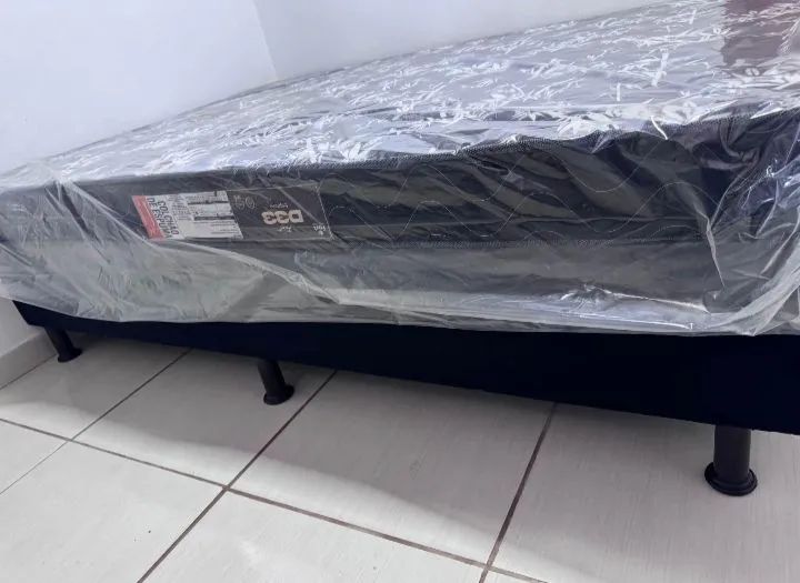 Oferta Cama box casal - Colchão D33 Espuma , Base Madeira eucalipto tecido sueder  - Foto 3