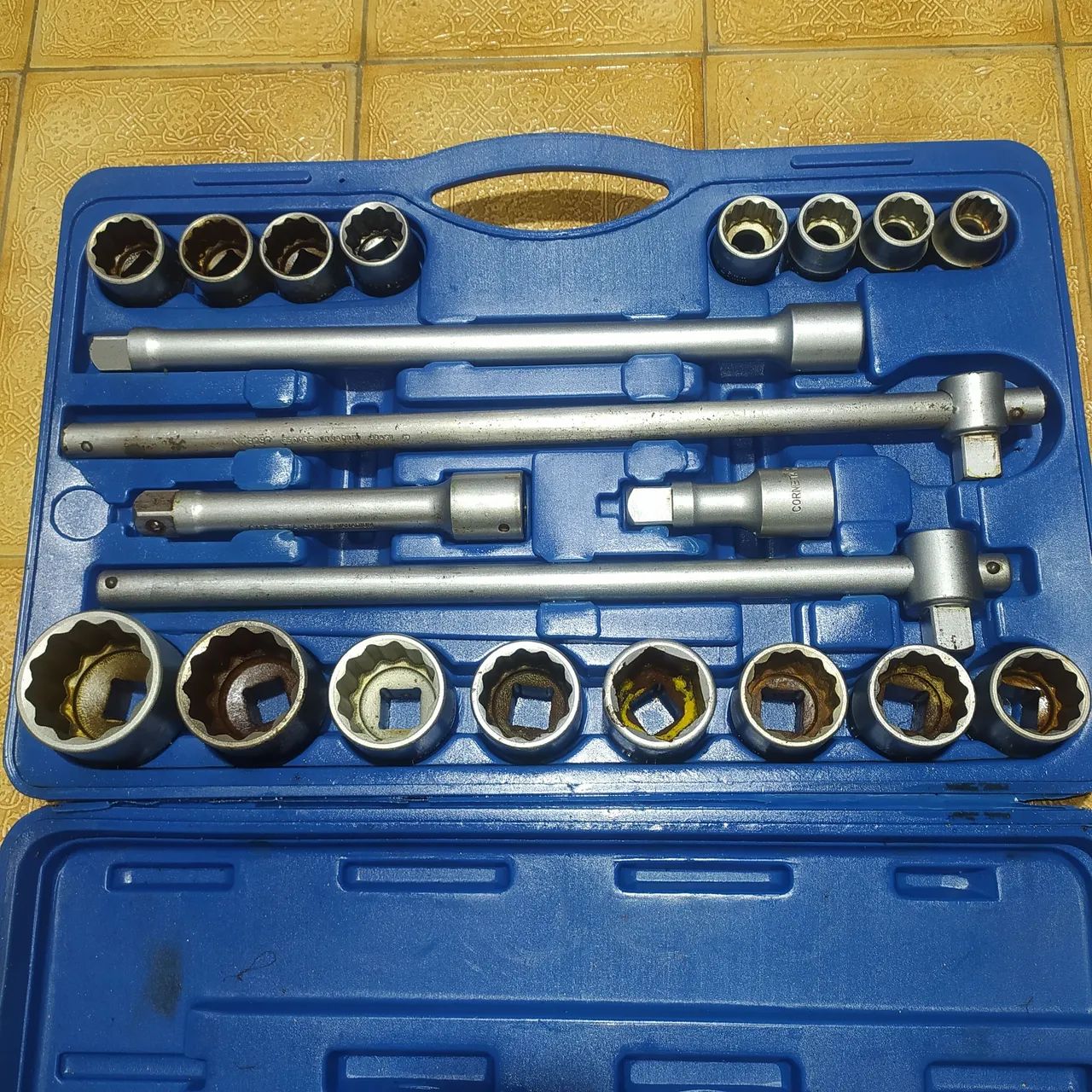 Kit mala de socketes " CORNETA" encaixe 3/4" 22 peças.