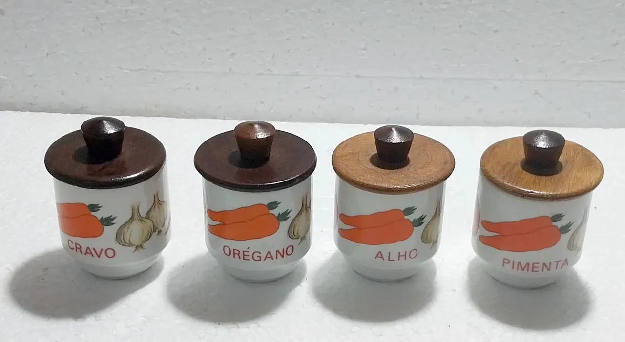 Conjunto de 4 Potes para Temperos Porcelana Schimidt
