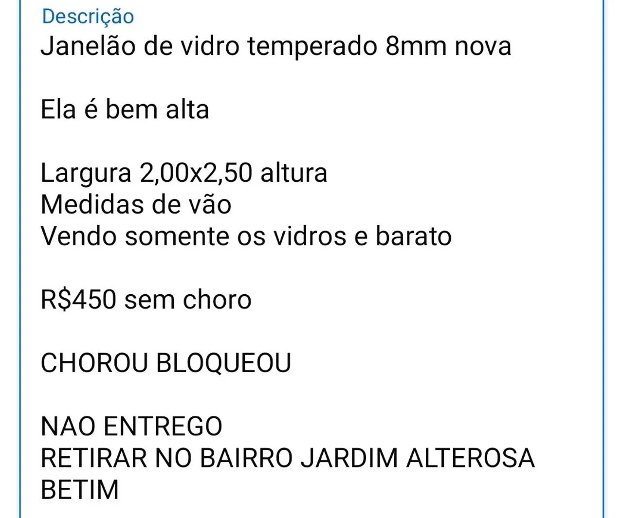 Janela de vidro blindex altura 2,50x2,00 largura SÓ VIDROS BARATO E NAO ENTREGO  - Foto 2