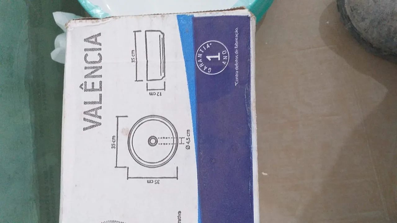 Cuba para Banheiro Louça Redonda Branca 35cm Valência Sensea vem com válvula click dourada - Foto 2