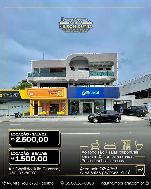 Salas comerciais disponíveis para locação na Av. capitão Júlio Bezerra, centro.