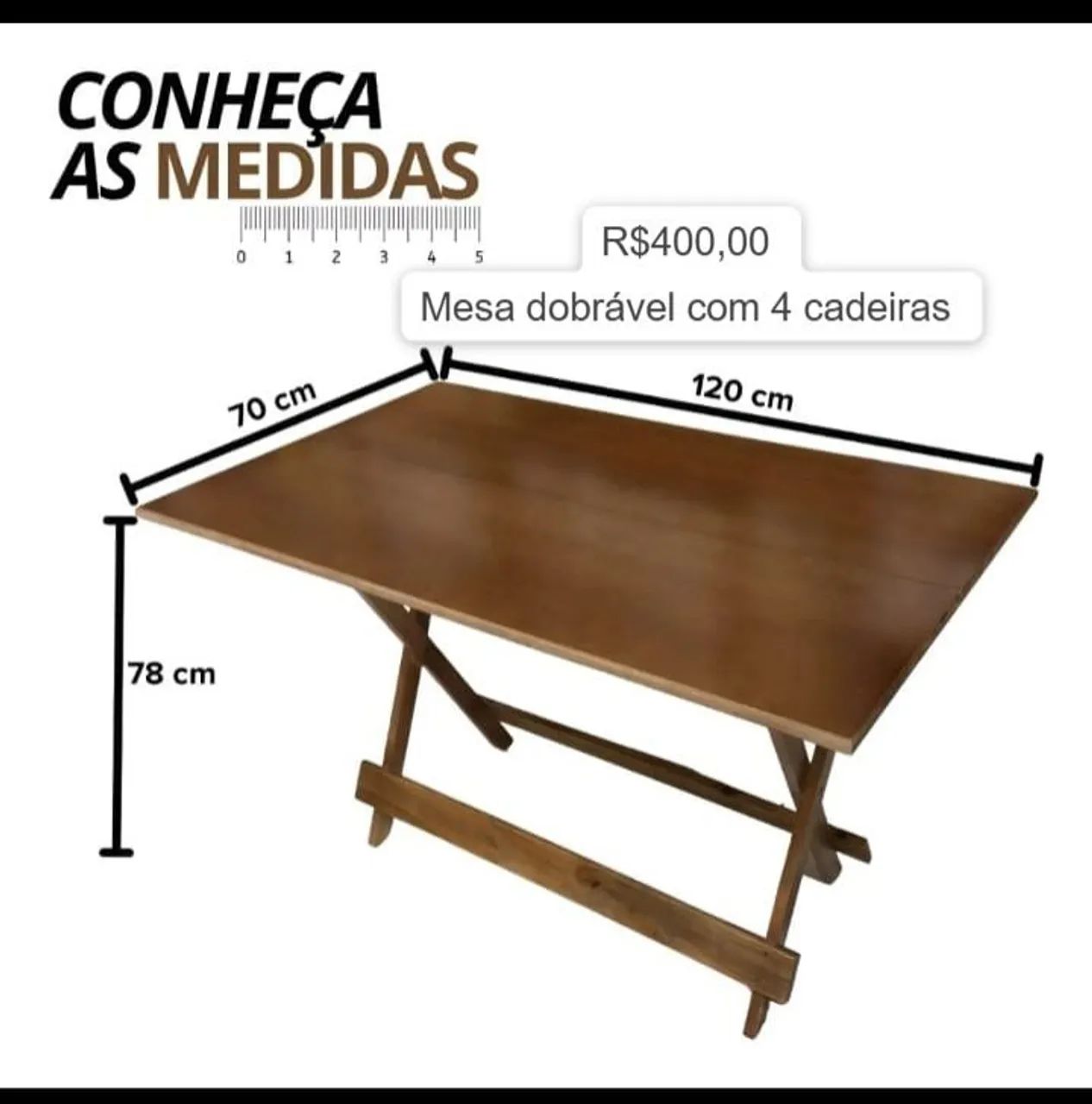 Mesa dobrável com 4 cadeiras!!64960527249410120