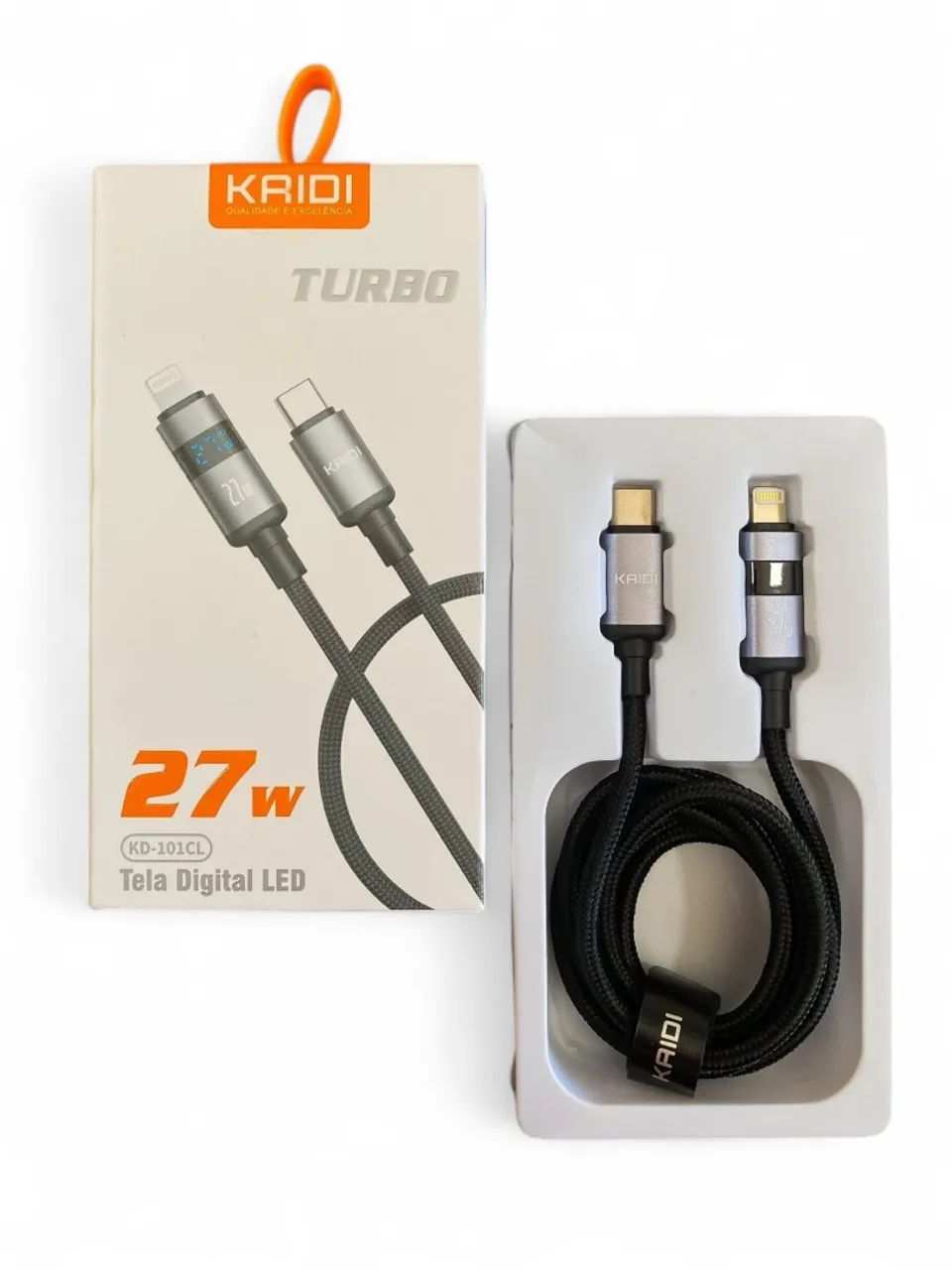 Cabo Turbo KAIDI 27W IOS com Display Digital