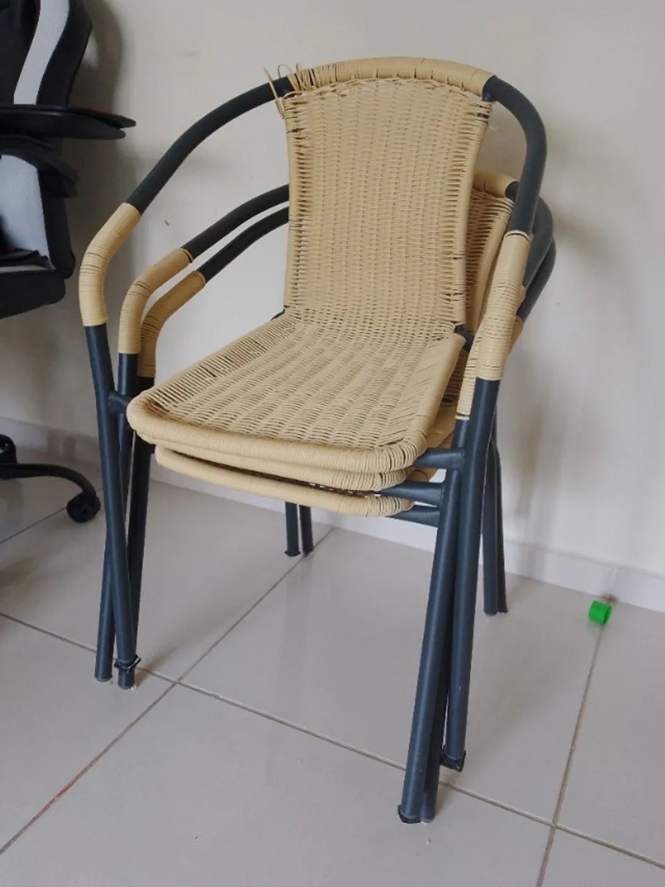 4 CADEIRAS Outzen Rattan Aço Café Claro - Foto 3