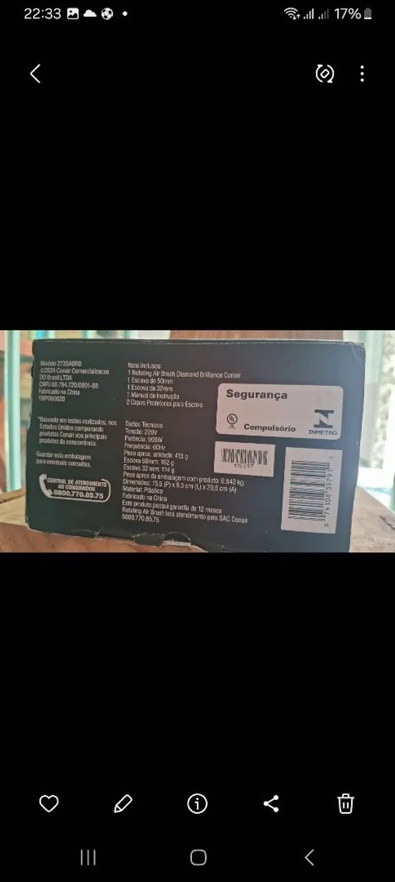 Vende escova rotativa Philco conair Diamond da polishop semi nova poucas vezes de usonova 