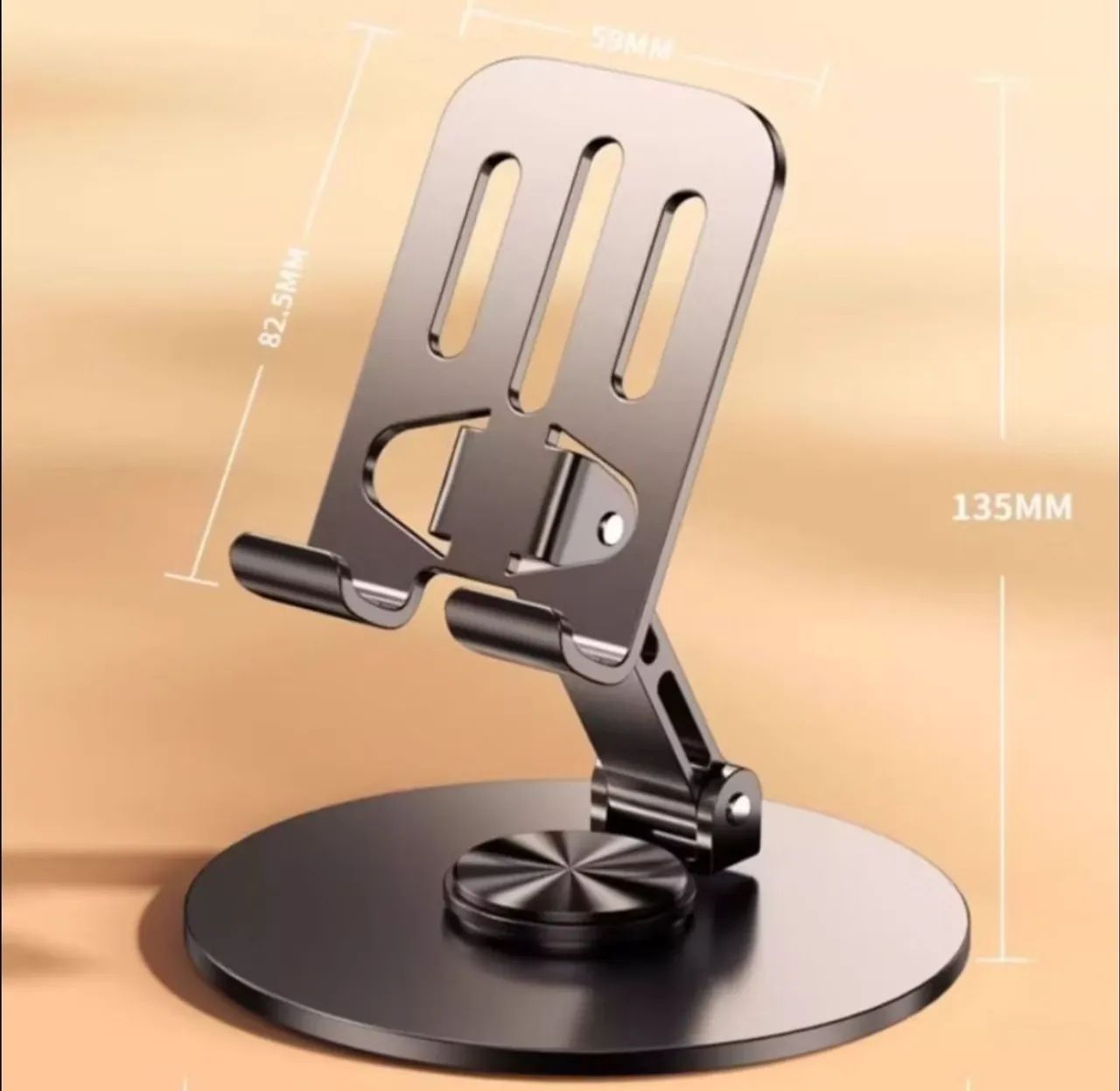 Suporte Alumínio de Mesa Base Rotatória Ajustável 360º Para Smartphones e Tablets -V8 - Foto 4