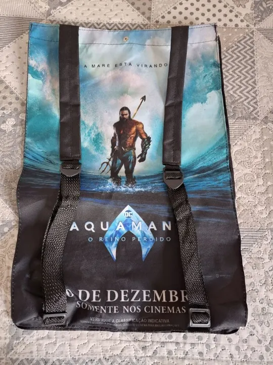 mochila ecobag - aquaman 2 - warner - ccxp - dc comics - nerd - geek - filme