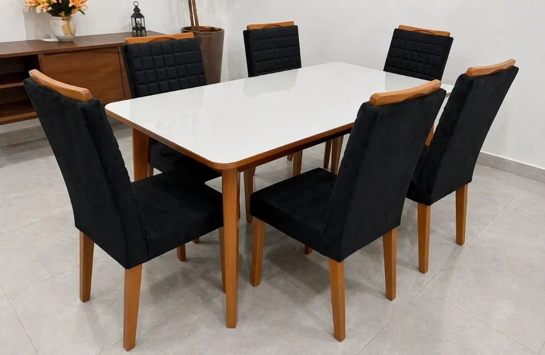 Mesa de jantar rebeca em madeira maciça 160x90