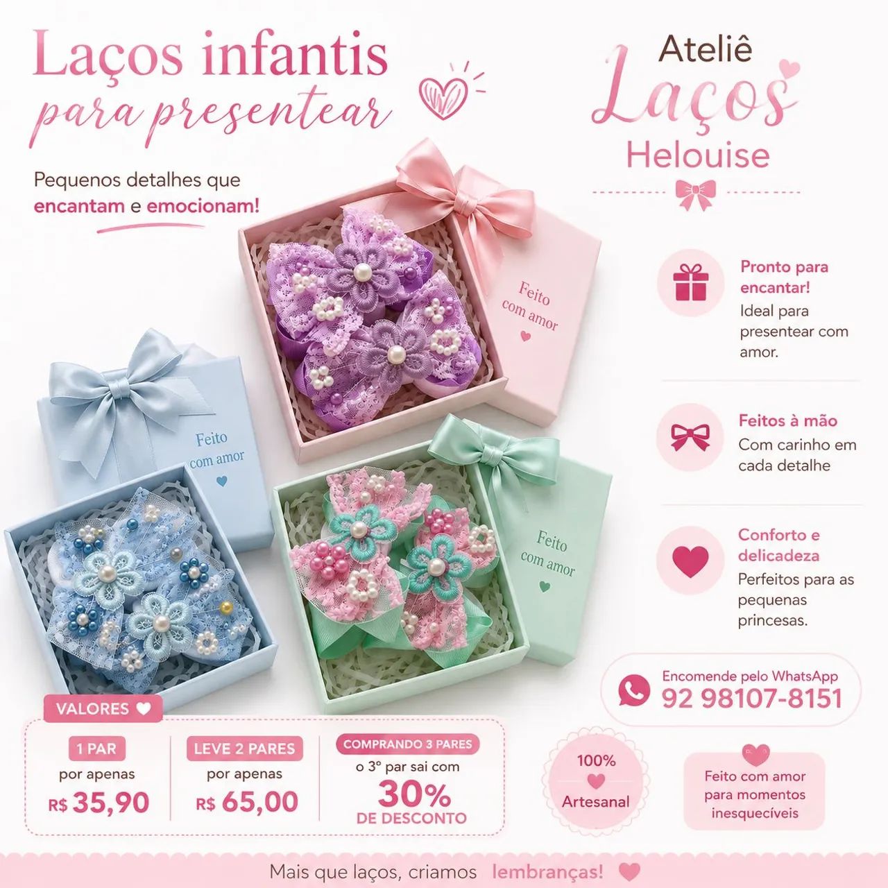 Laços de luxo infantil