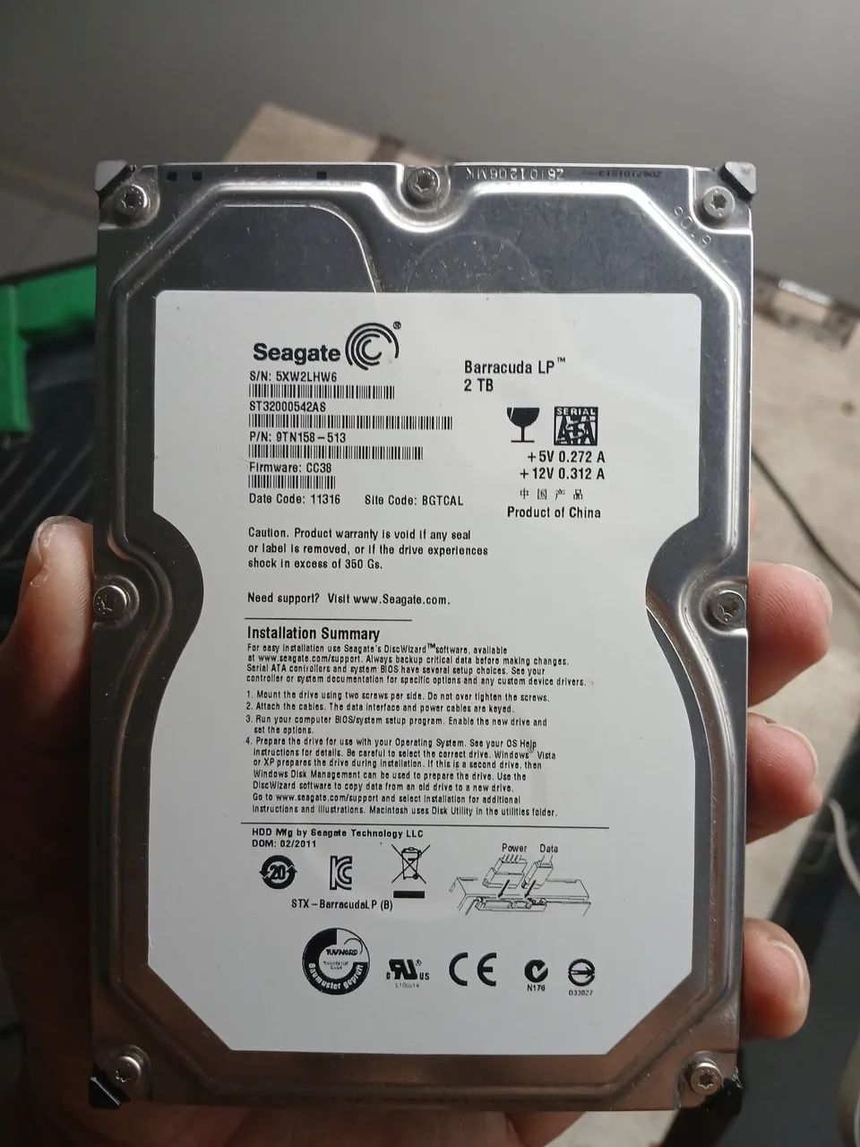 HD interno 3.5 Seagate 2TB - saúde 100% estado de novo