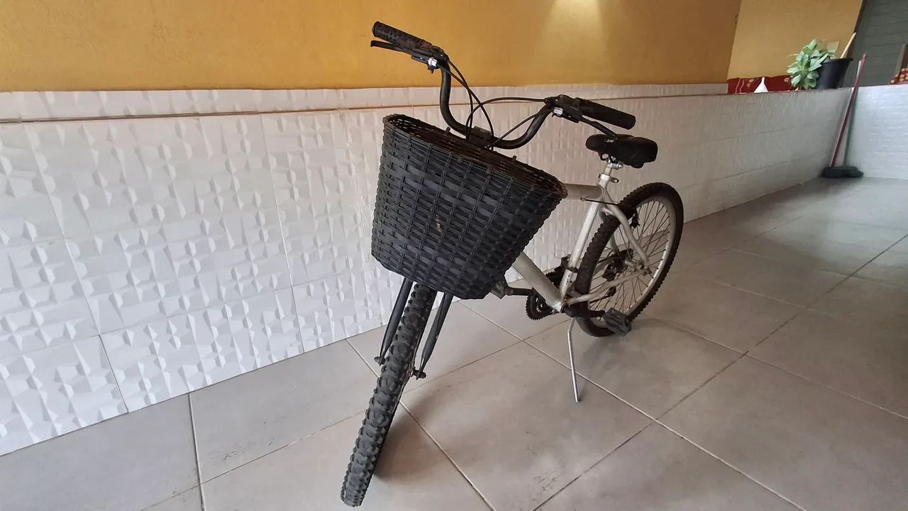 Bicicleta de alumínio com cesta