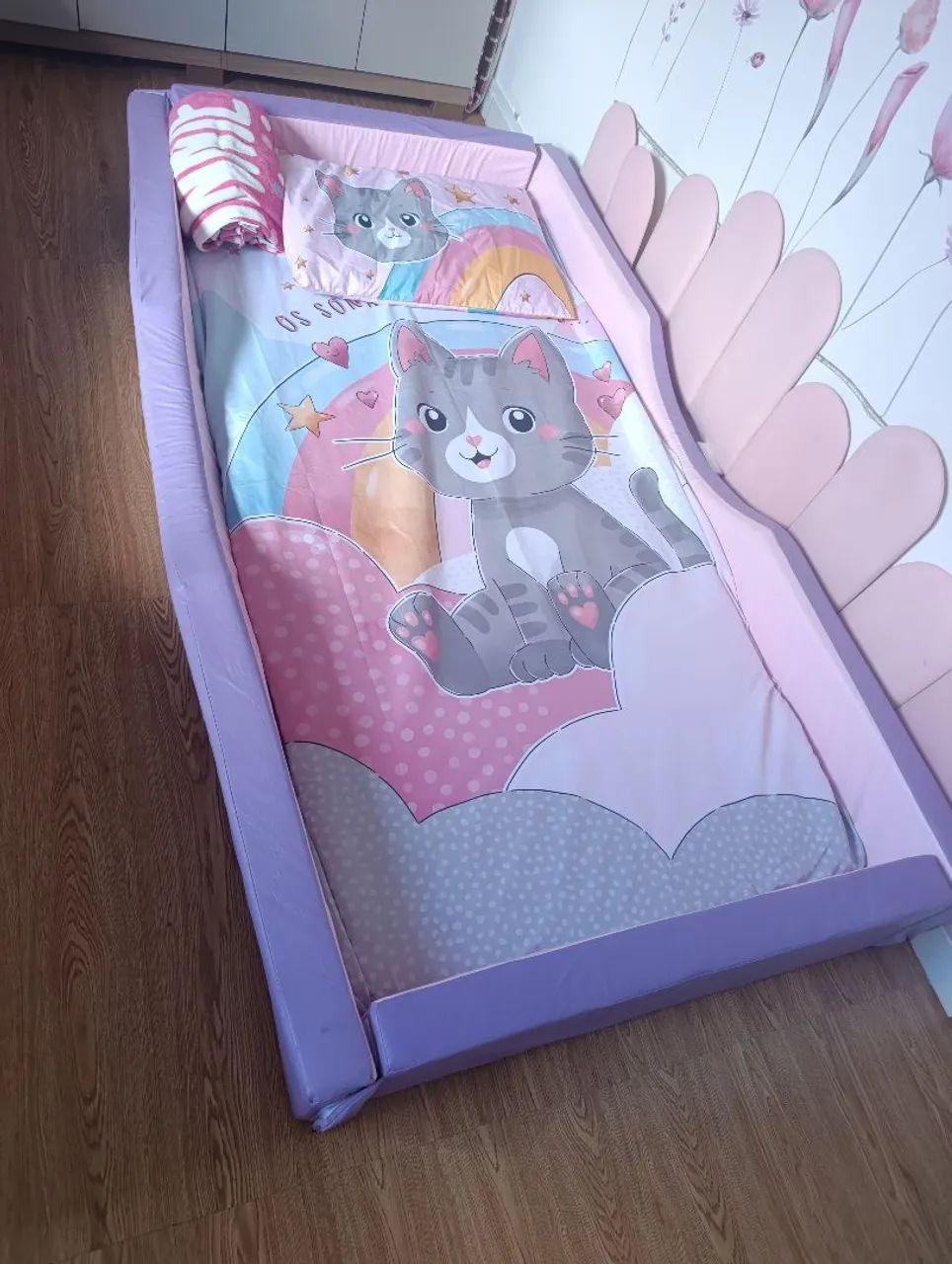 Cama montessoriana infantil rosa e lilás  - Foto 2