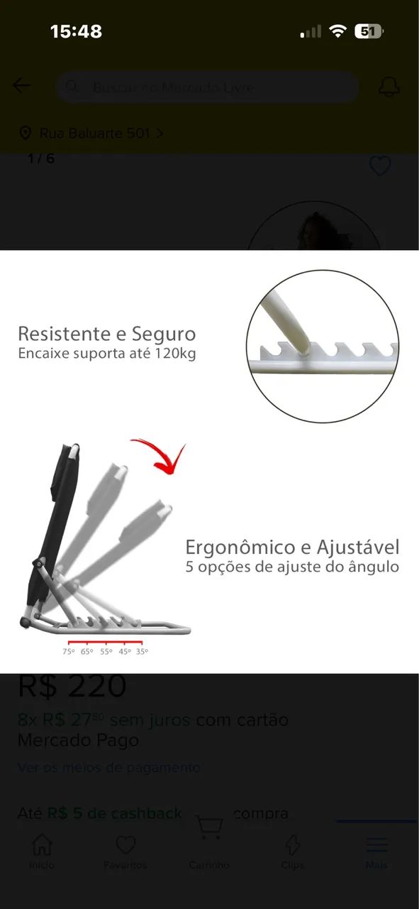 Encosto Para Cama Reclinável E Ajustável Em 5 Níveis Preto - Foto 2