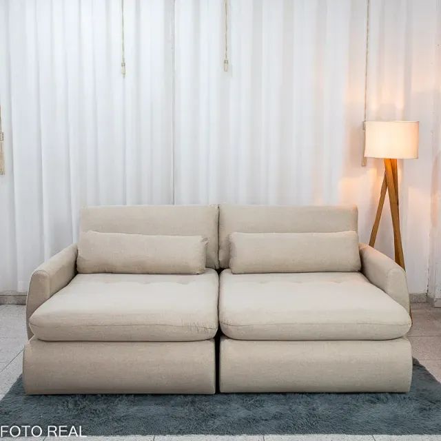 SOFÁ CAMA RETRÁTIL AMARANTO  2.30M LINHO  SEM CAIXA. PRONTA ENTREGA. - Foto 5