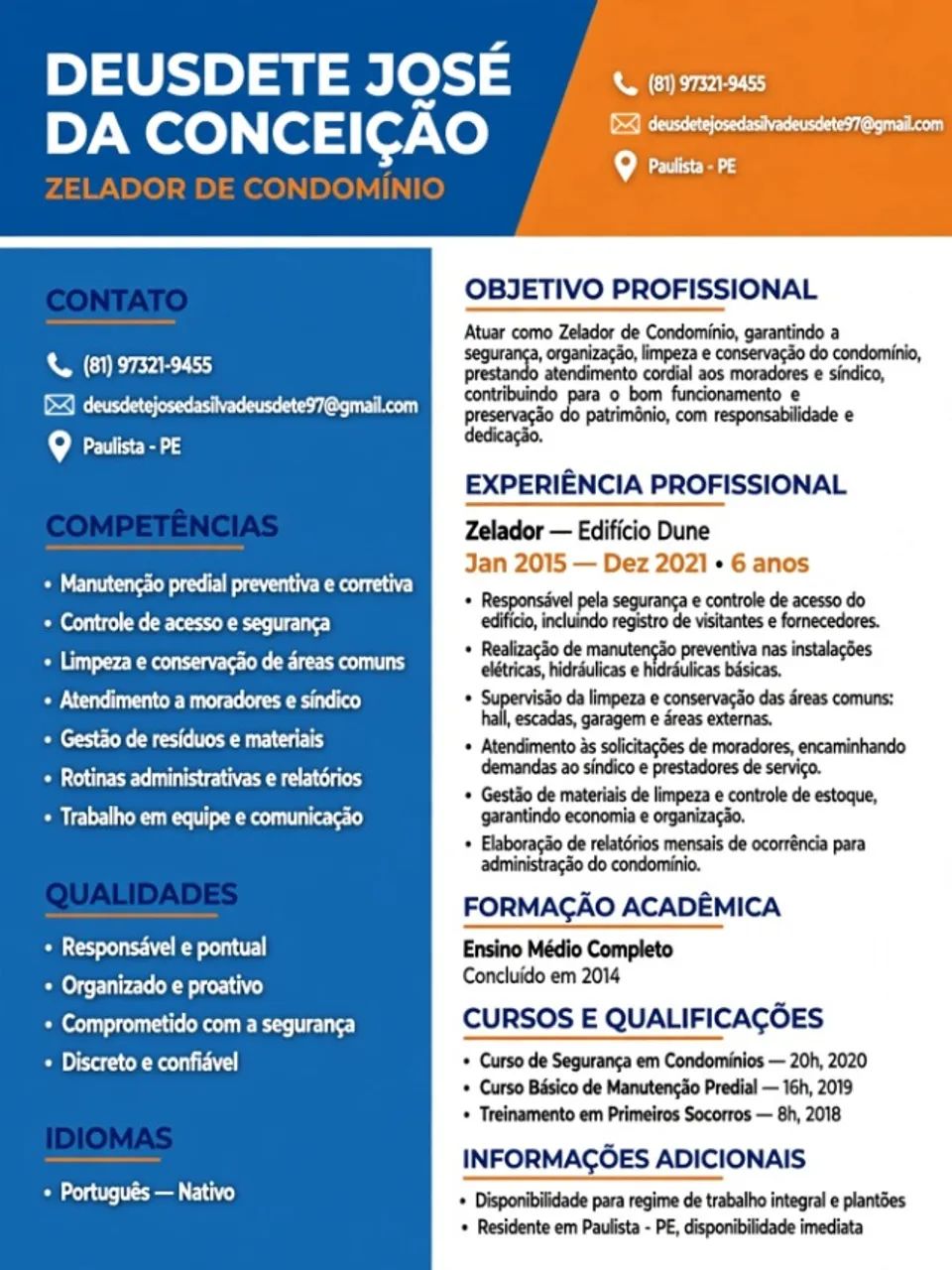 Zelador de condomínio 
