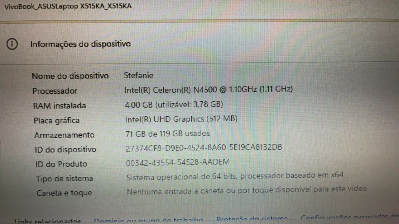 Notebook ASUS X515 Celeron Dual Core 4gb de ram 128SSD - Foto 2